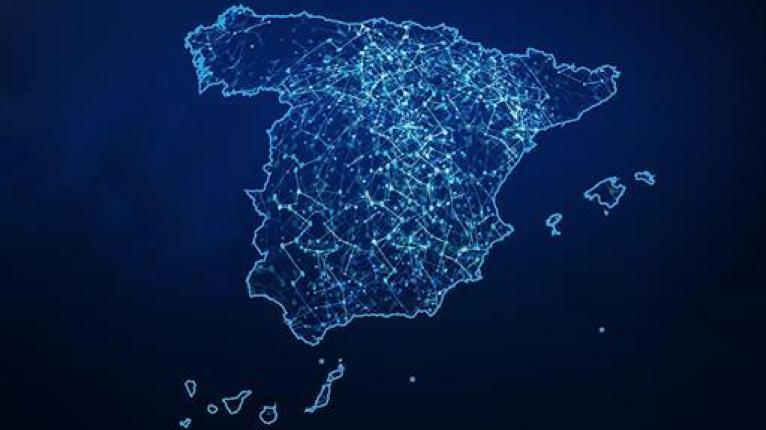 Mapa de España en azul