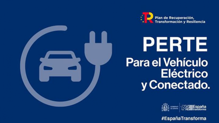 cartel PERTE vehículo eléctrico